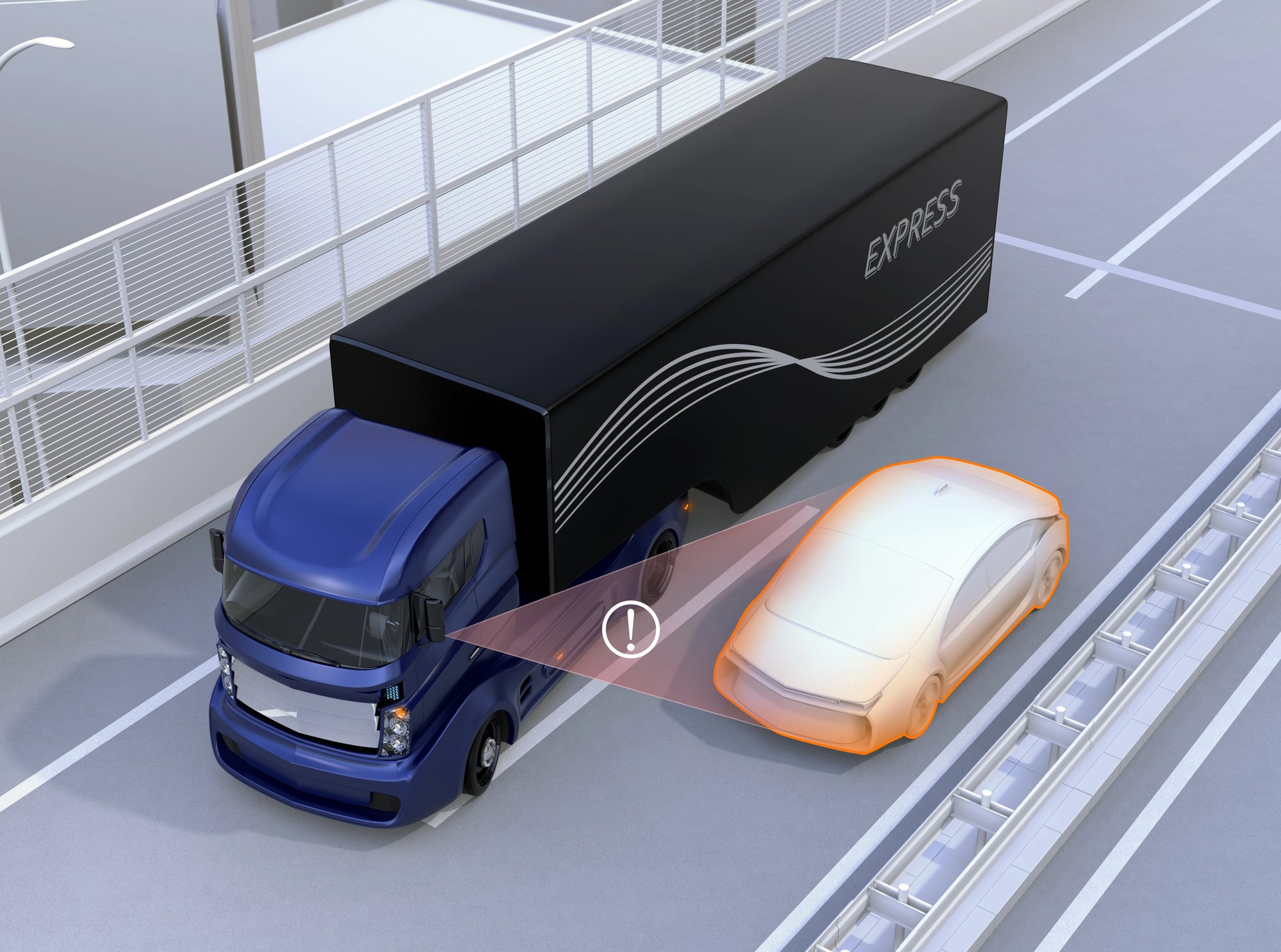 Commercial fleet trucks operating in traffic with limited visibility